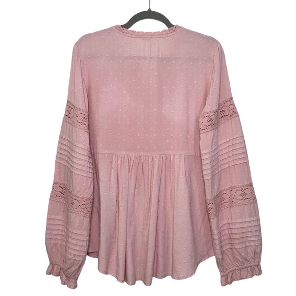 Sundance Spirit Lake Top Long Sleeve Flowy Coquette Swiss Dot Feminine Pink M - Picture 4 of 7